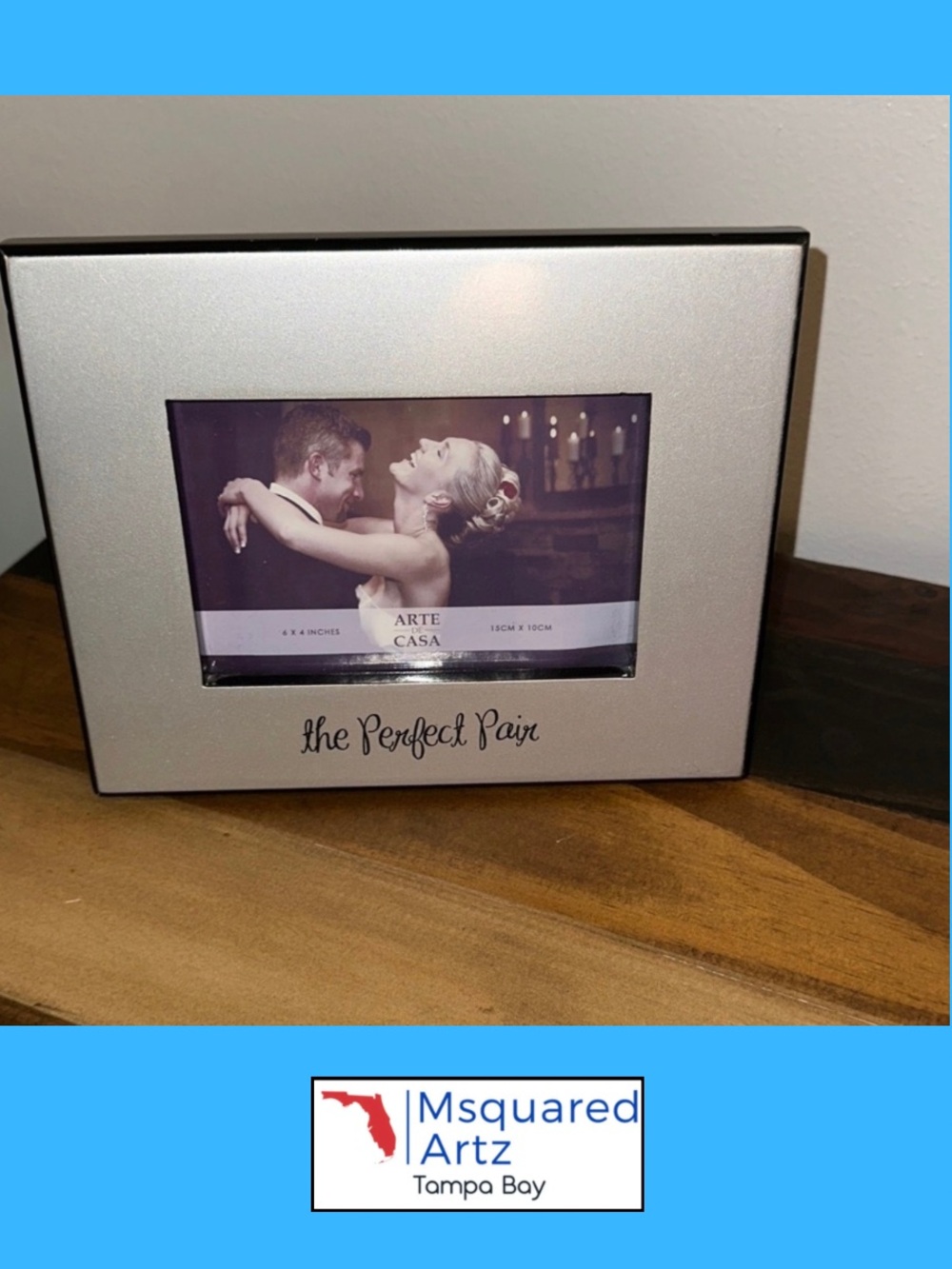 Arte de Casa The Perfect Pair Silver Black Wedding Couple Picture Frame